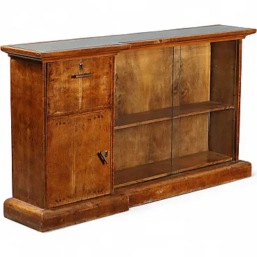 Art Deco display cabinet veneered in walnut root, 20th century