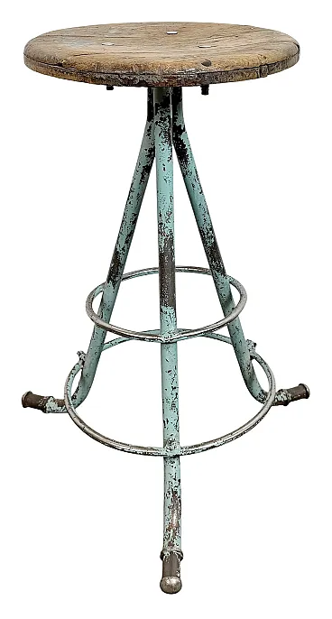 Green Industrial Workshop Stool, 1960s