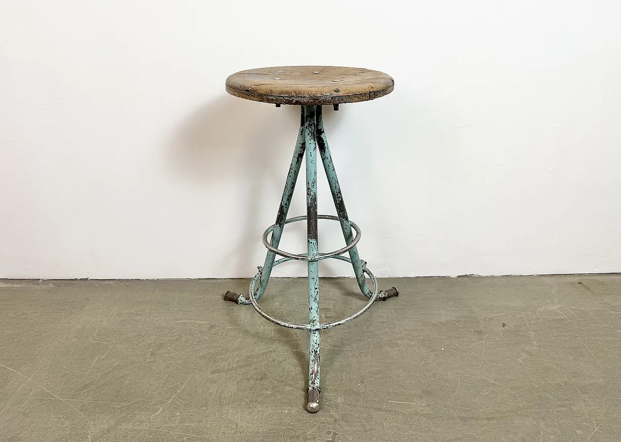Green Industrial Workshop Stool, 1960s 2