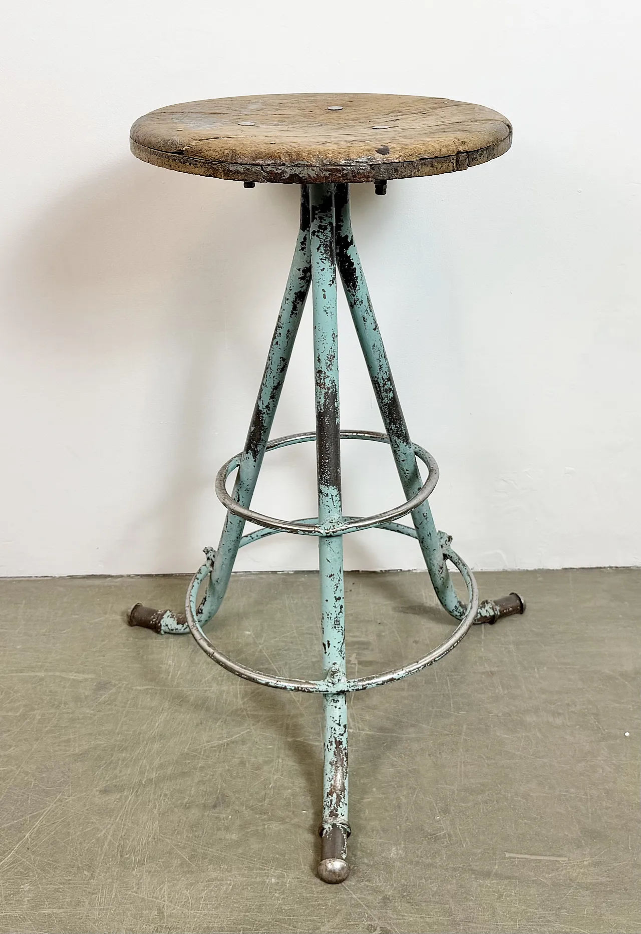 Green Industrial Workshop Stool, 1960s 3