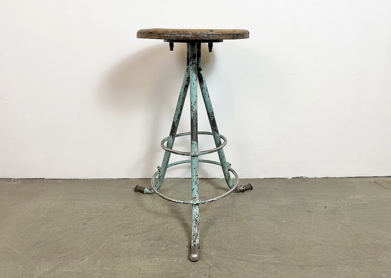 Green Industrial Workshop Stool, 1960s 4