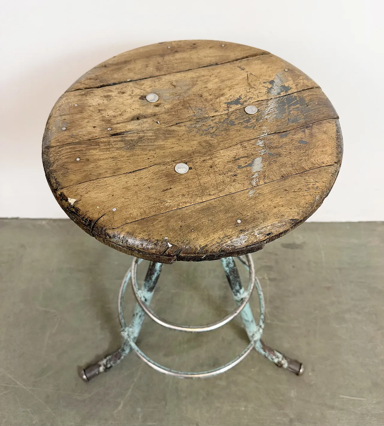 Green Industrial Workshop Stool, 1960s 18