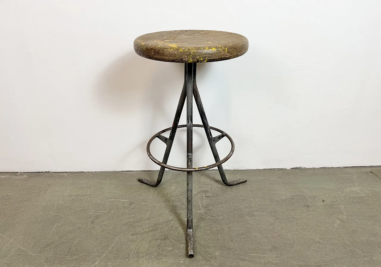 Grey Industrial Workshop Stool, 1960s 2