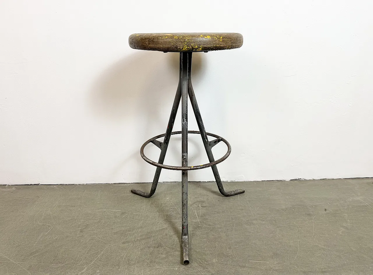 Grey Industrial Workshop Stool, 1960s 4