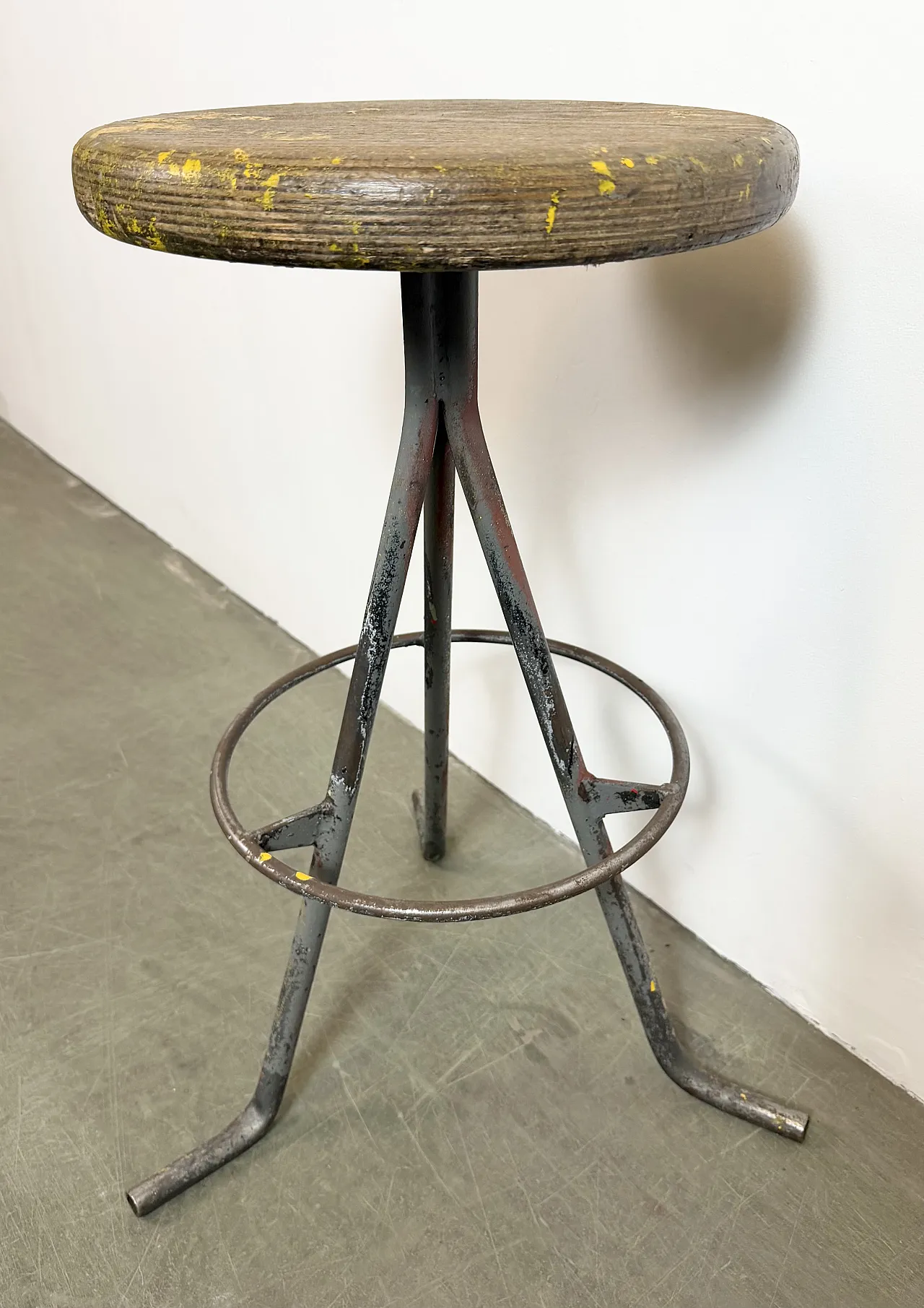 Grey Industrial Workshop Stool, 1960s 9