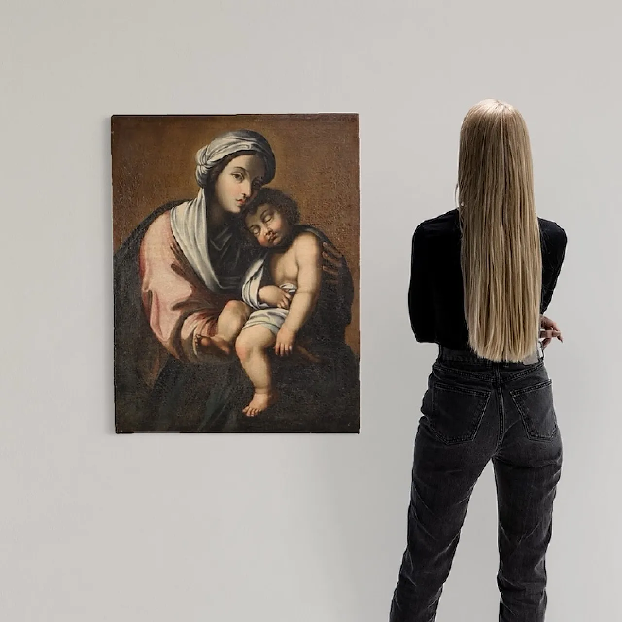 Italian painting Madonna with Child, 18th century 3