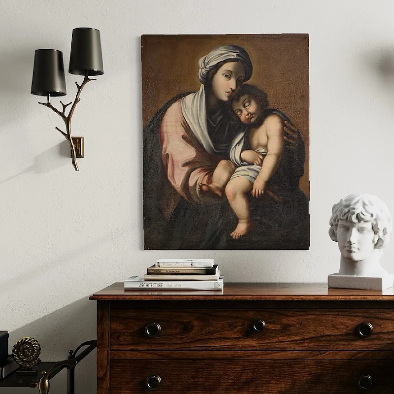 Italian painting Madonna with Child, 18th century 7
