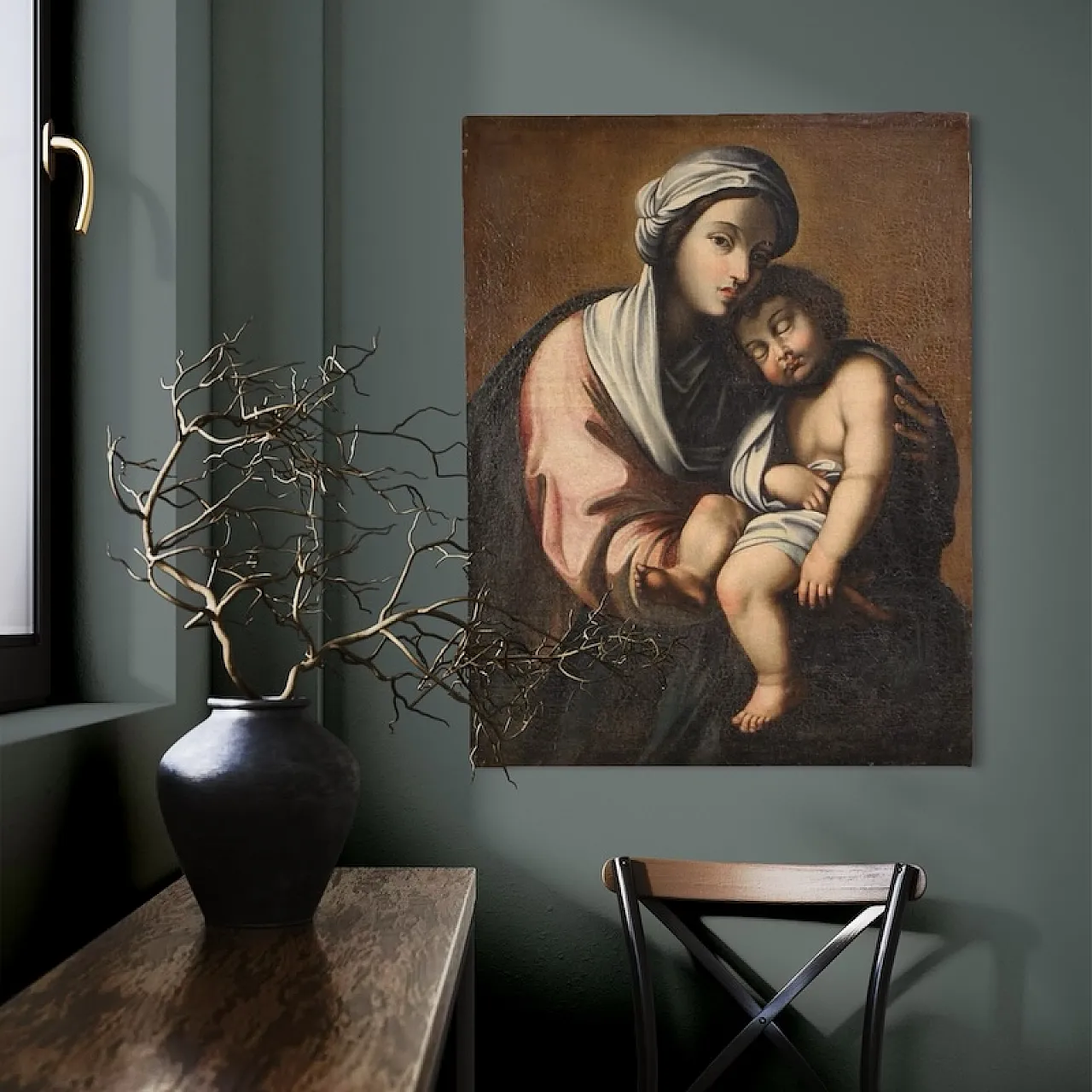 Italian painting Madonna with Child, 18th century 15