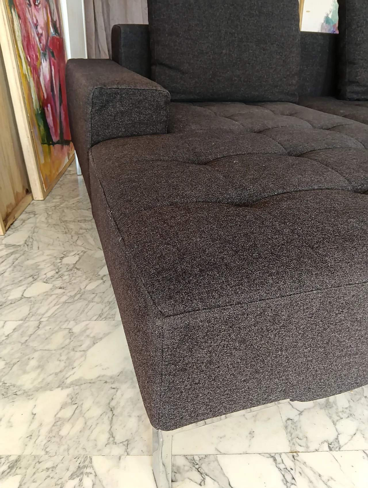 Alfa model corner sofa by Zanotta gray combed wool, 2000s 11
