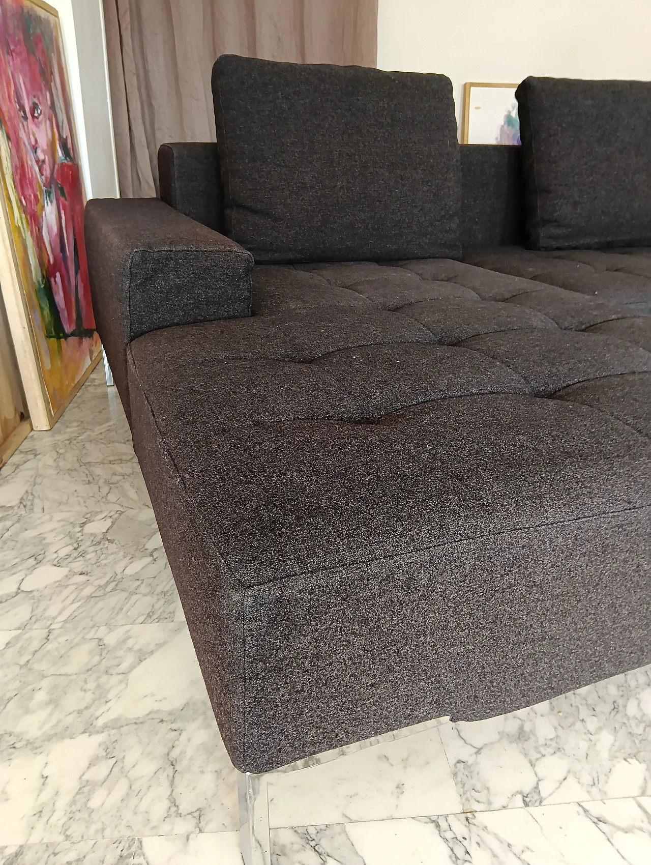 Alfa model corner sofa by Zanotta gray combed wool, 2000s 12