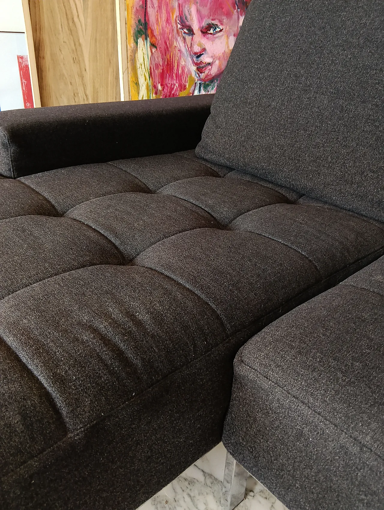 Alfa model corner sofa by Zanotta gray combed wool, 2000s 15