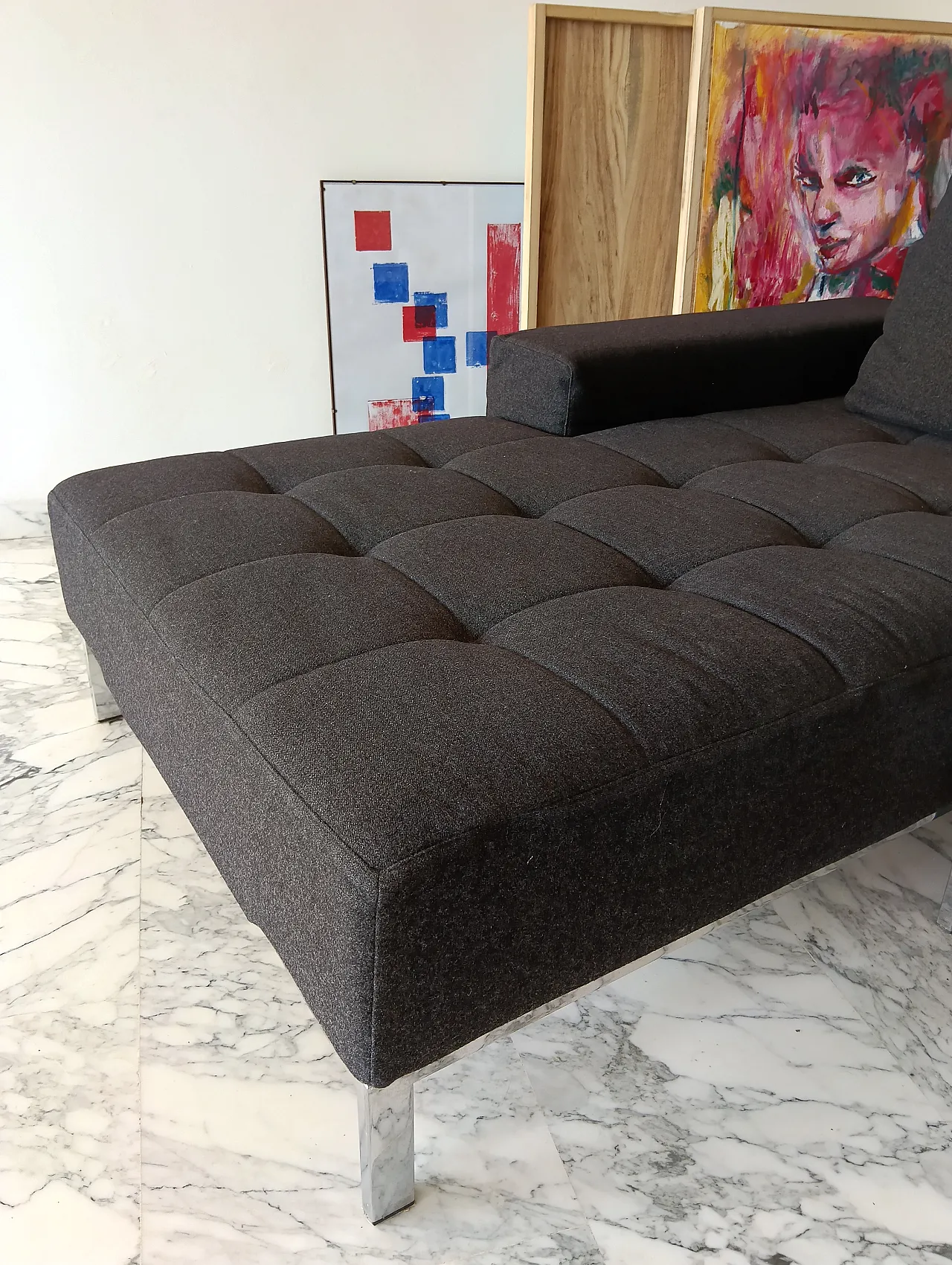 Alfa model corner sofa by Zanotta gray combed wool, 2000s 20