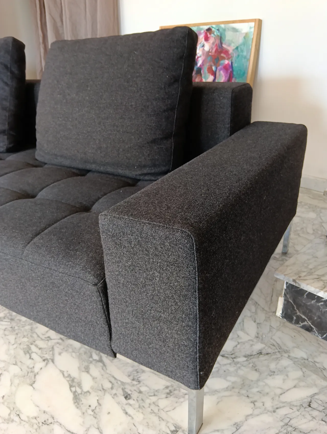 Alfa model corner sofa by Zanotta gray combed wool, 2000s 27