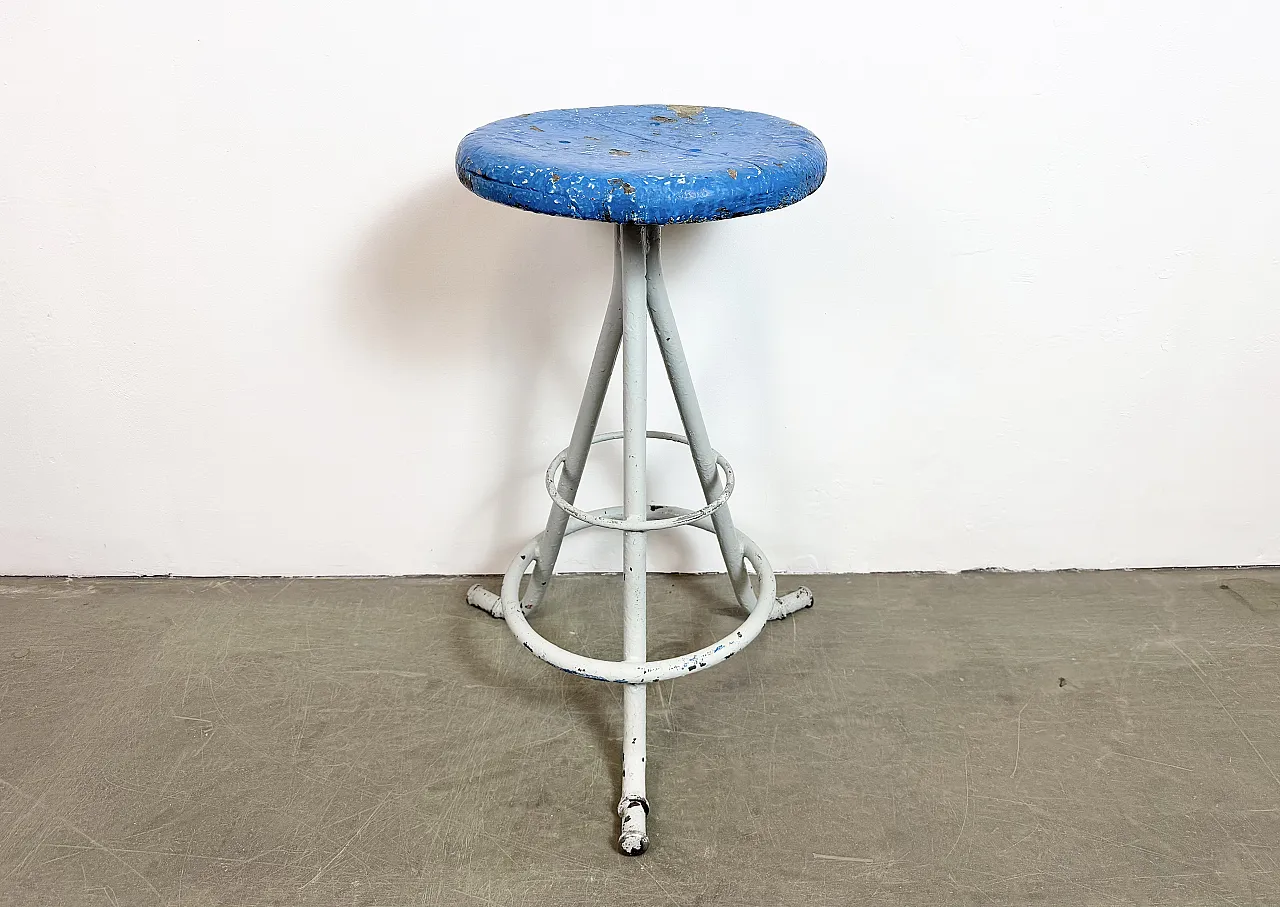 Grey Industrial Workshop Stool, 1960s 2