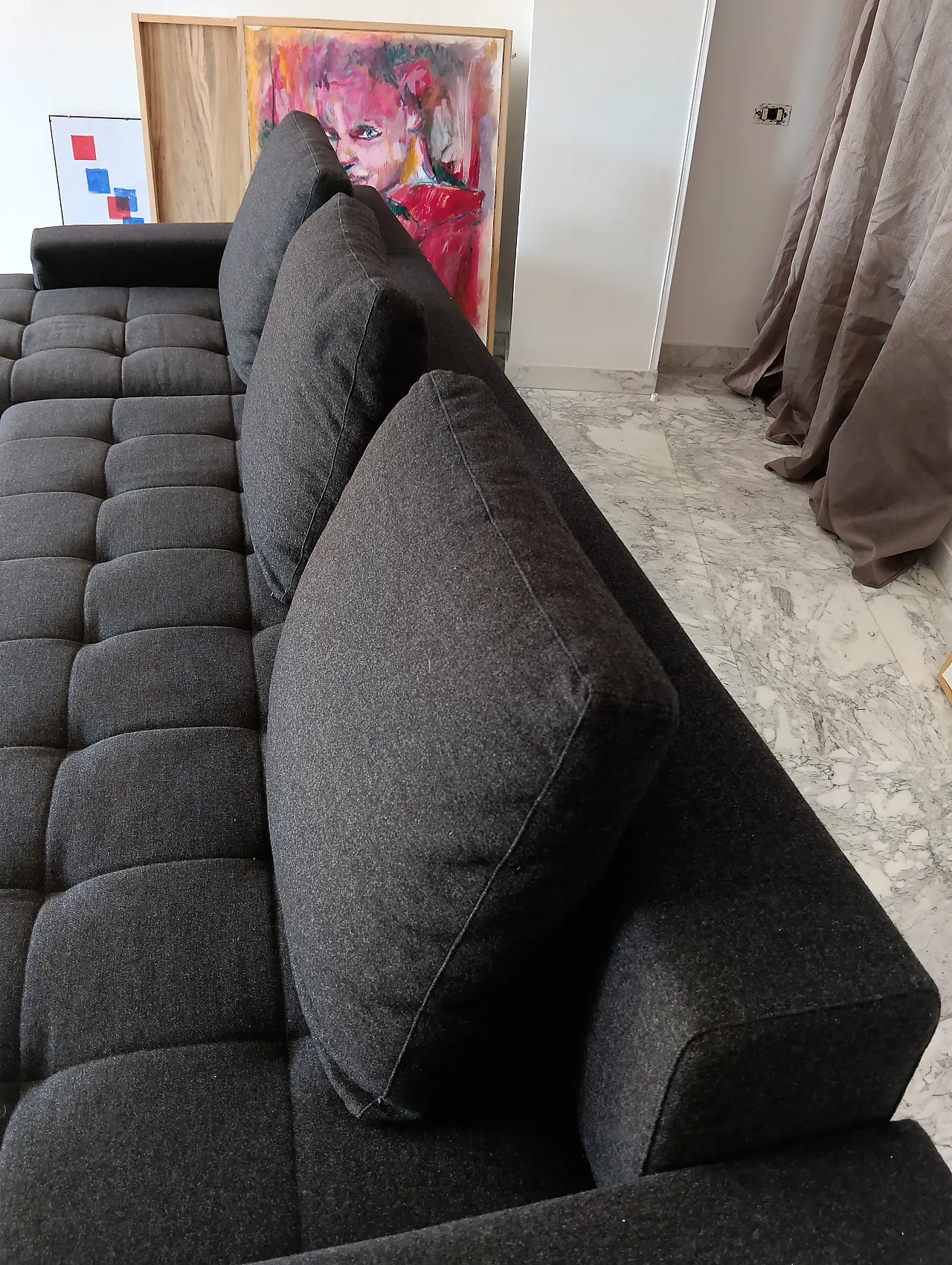 Alfa model corner sofa by Zanotta gray combed wool, 2000s 54