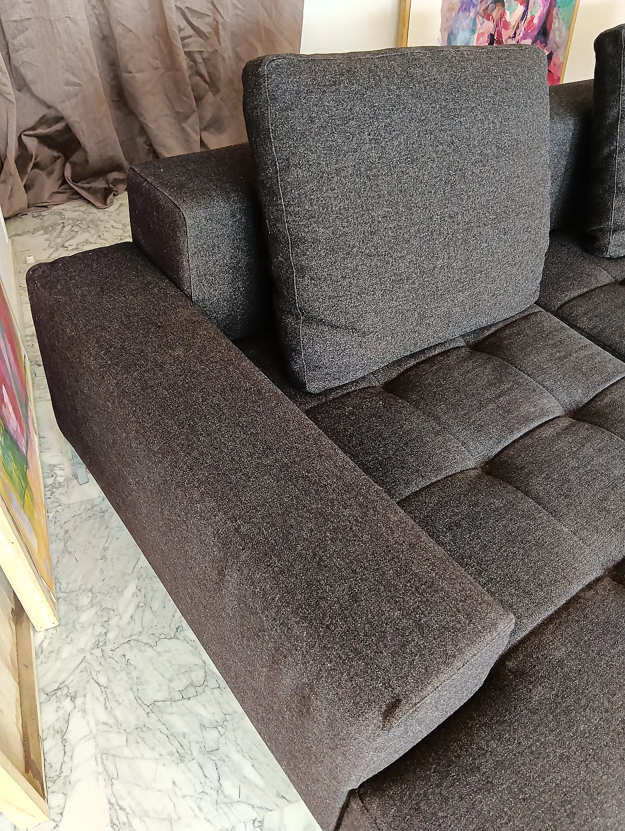 Alfa model corner sofa by Zanotta gray combed wool, 2000s 63