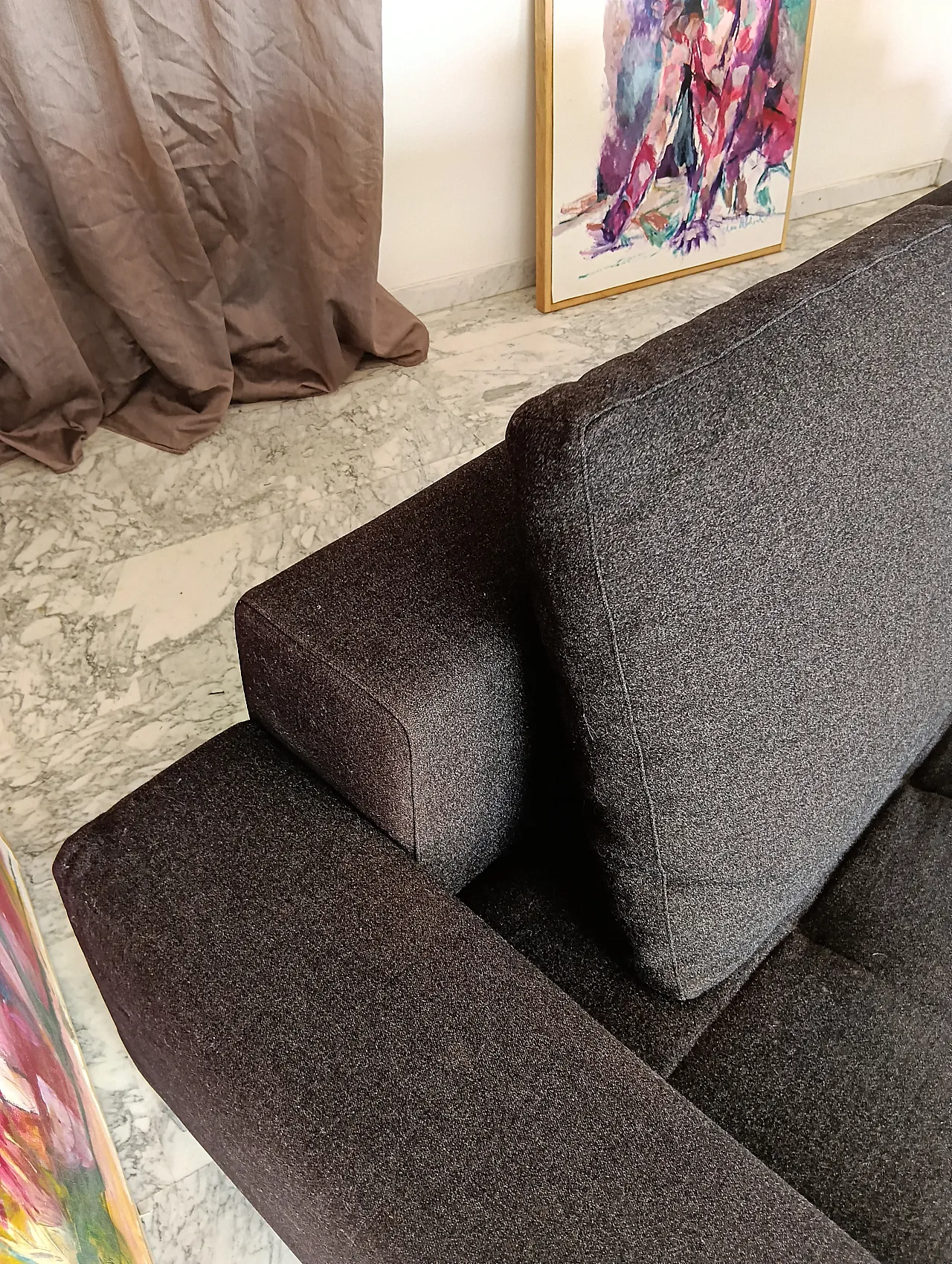 Alfa model corner sofa by Zanotta gray combed wool, 2000s 64