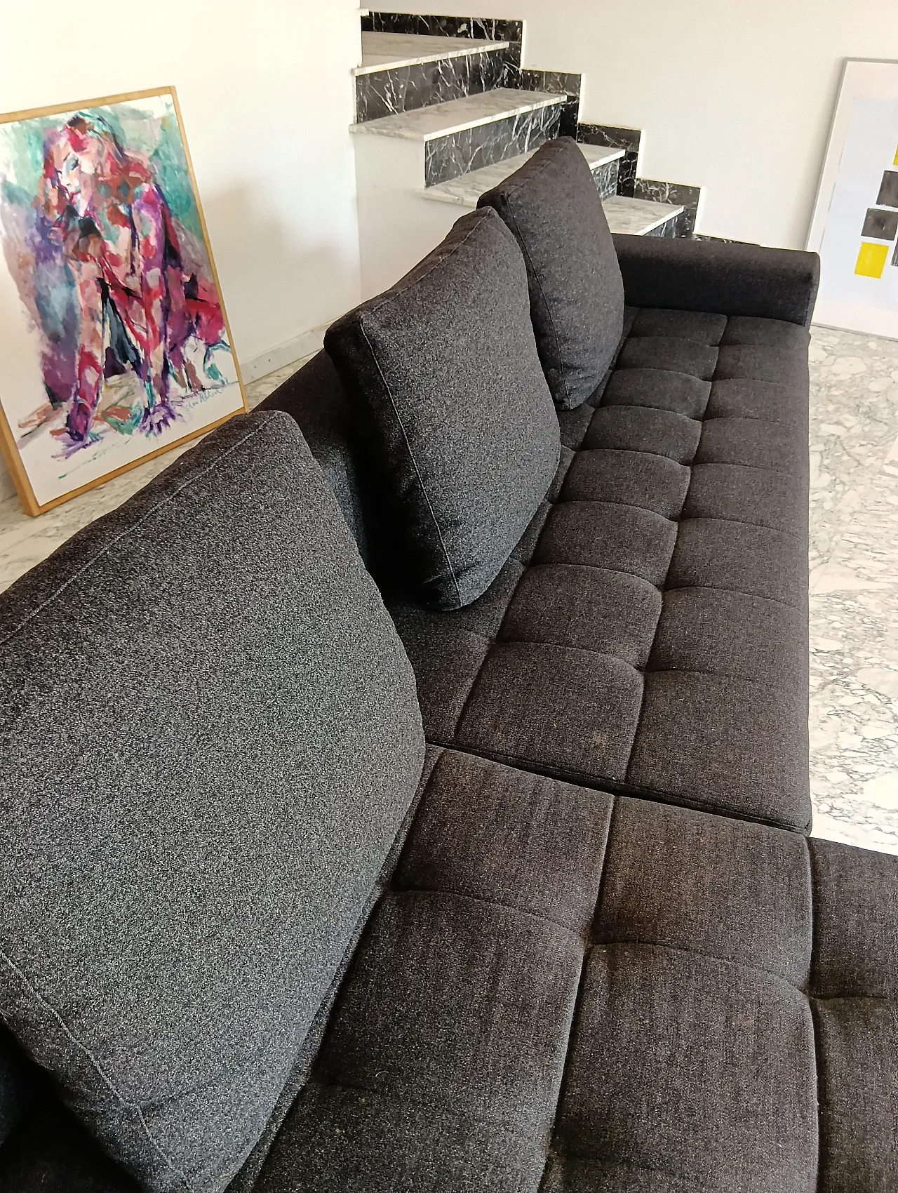 Alfa model corner sofa by Zanotta gray combed wool, 2000s 65