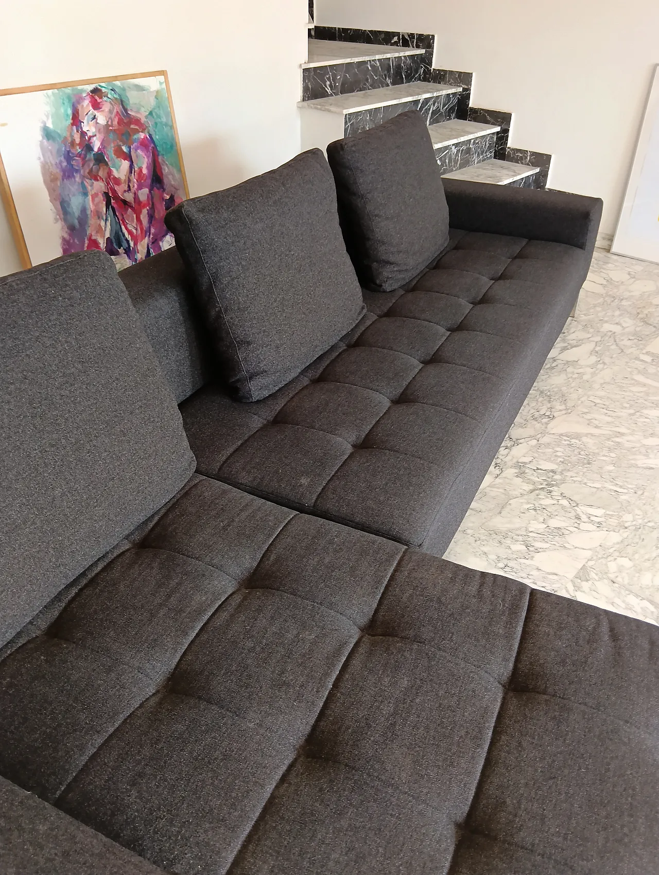 Alfa model corner sofa by Zanotta gray combed wool, 2000s 66