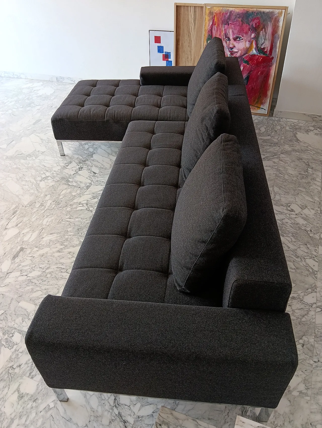 Alfa model corner sofa by Zanotta gray combed wool, 2000s 77