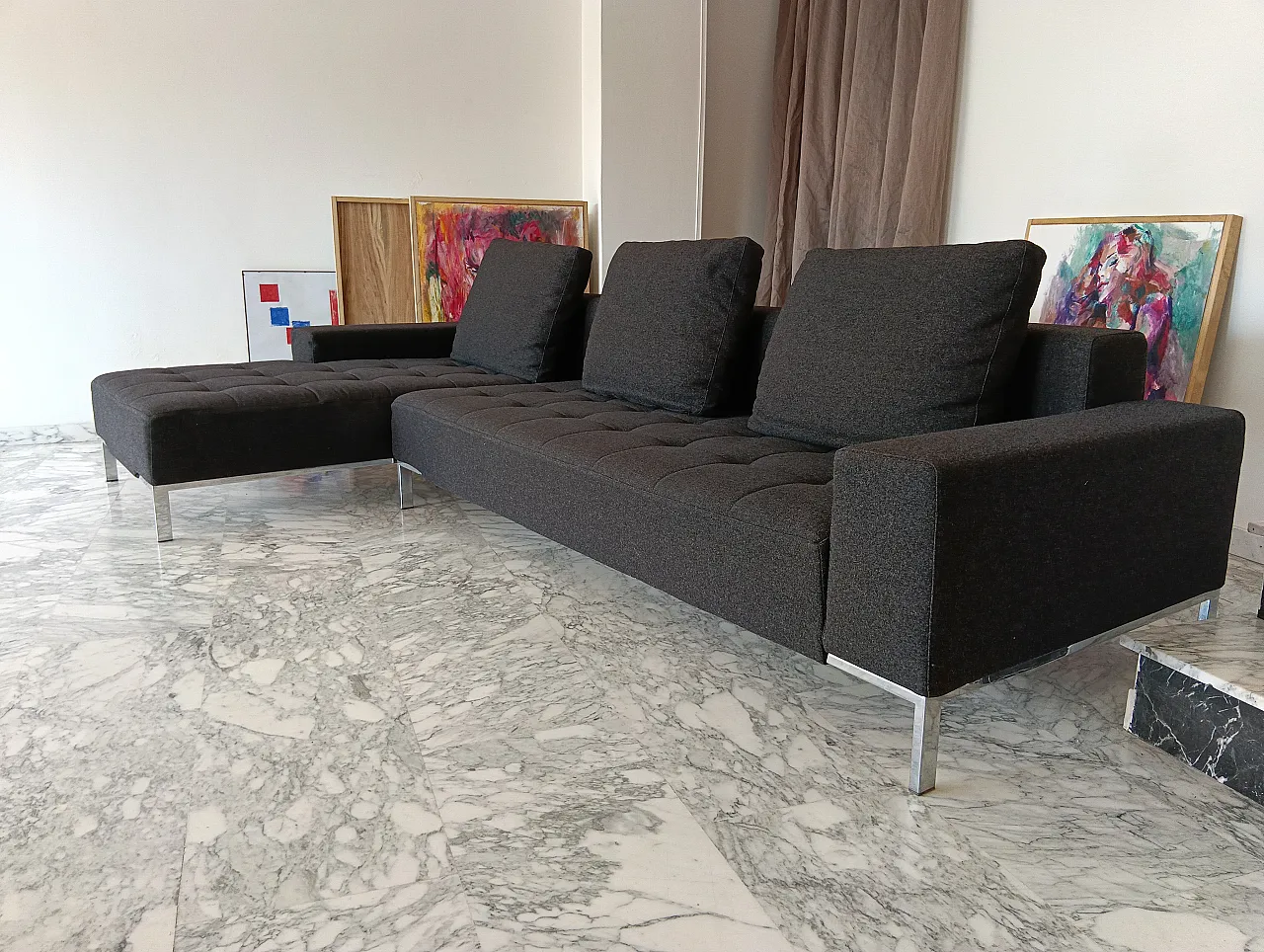 Alfa model corner sofa by Zanotta gray combed wool, 2000s 83