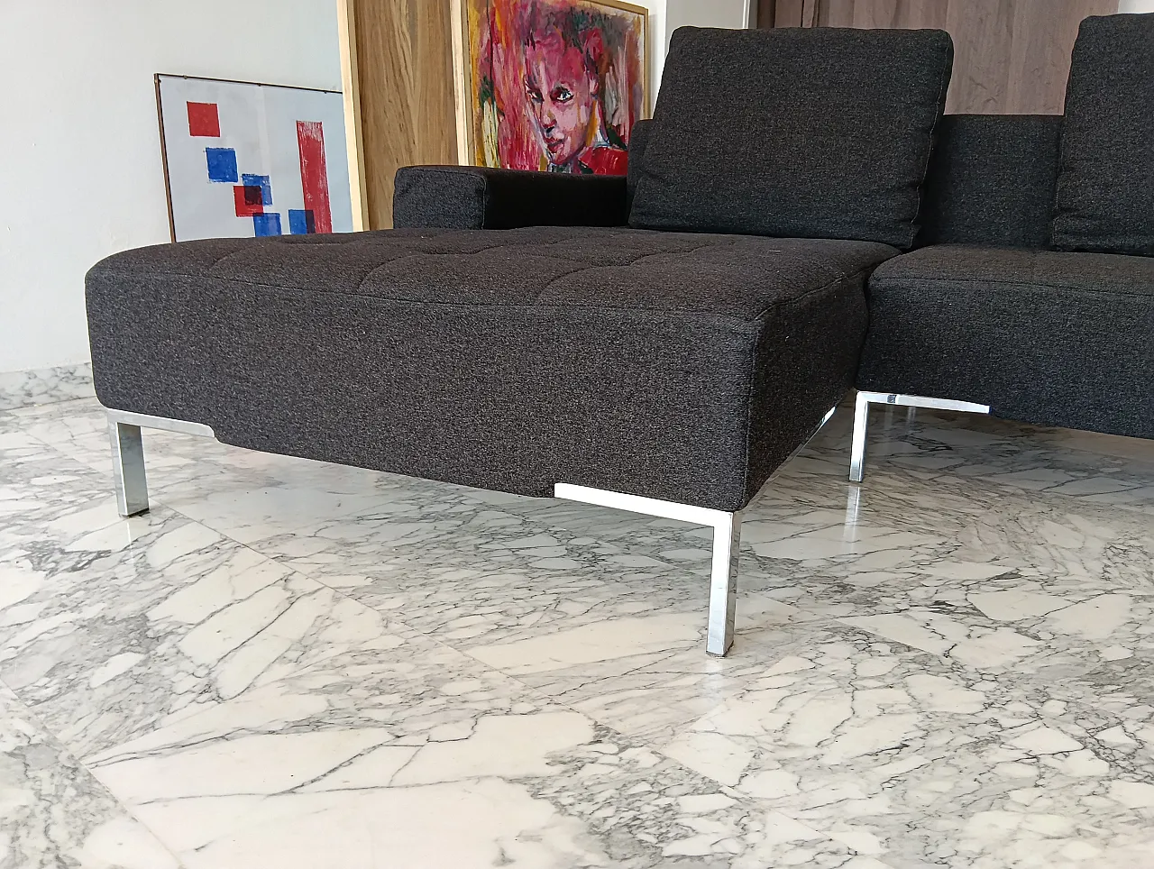 Alfa model corner sofa by Zanotta gray combed wool, 2000s 95