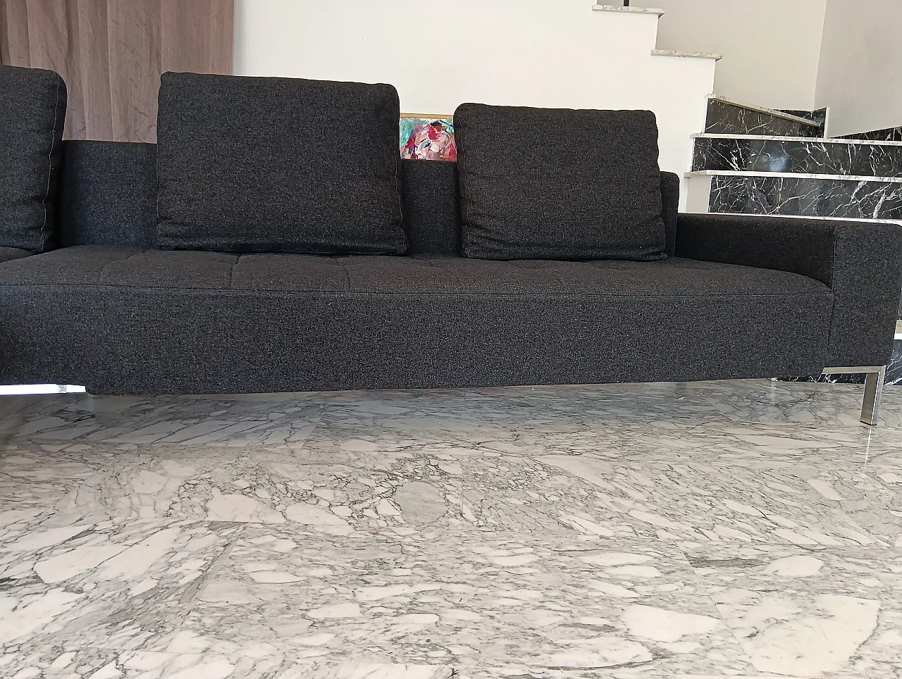 Alfa model corner sofa by Zanotta gray combed wool, 2000s 97
