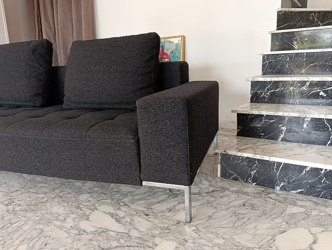 Alfa model corner sofa by Zanotta gray combed wool, 2000s 99