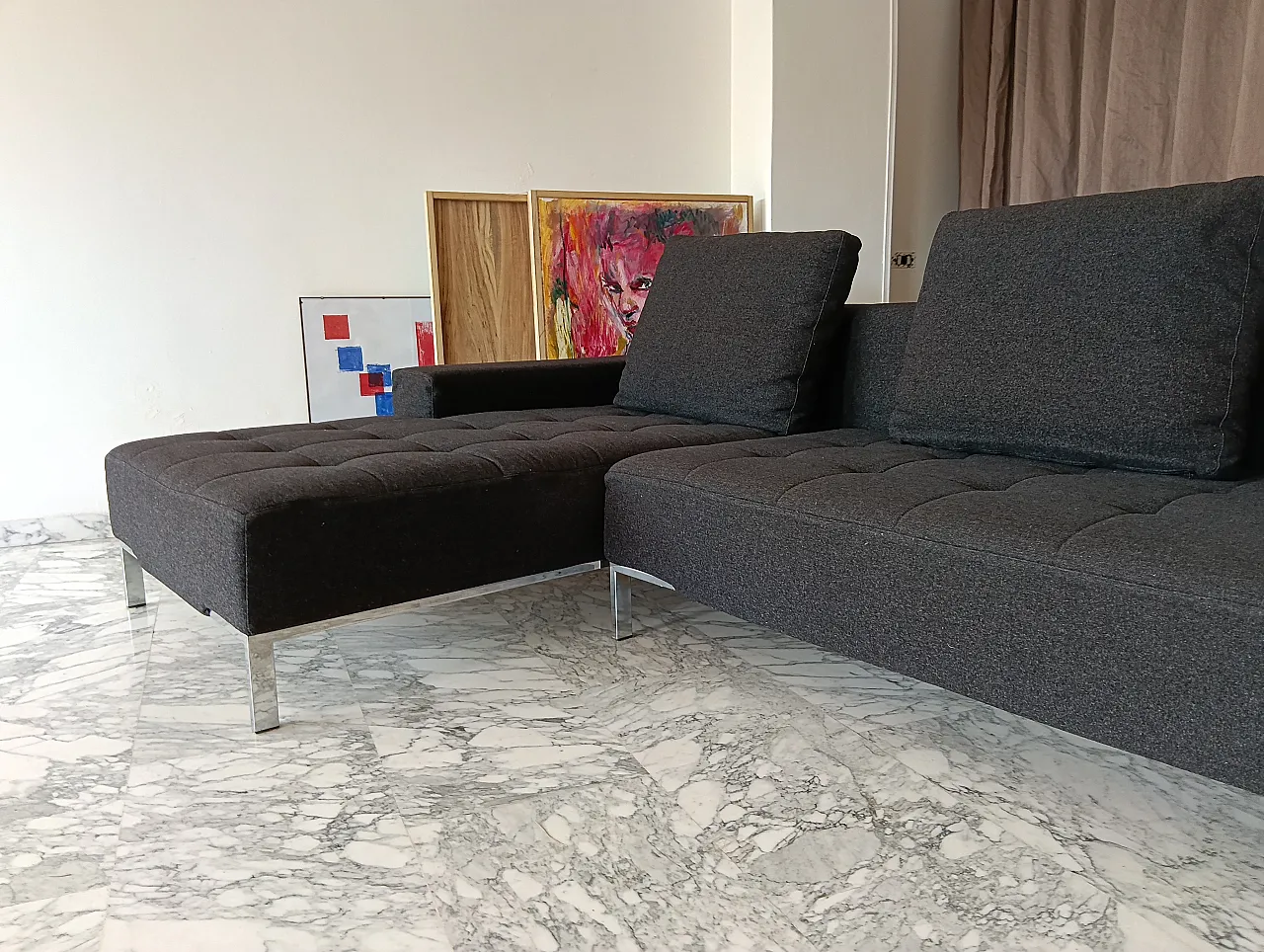 Alfa model corner sofa by Zanotta gray combed wool, 2000s 102