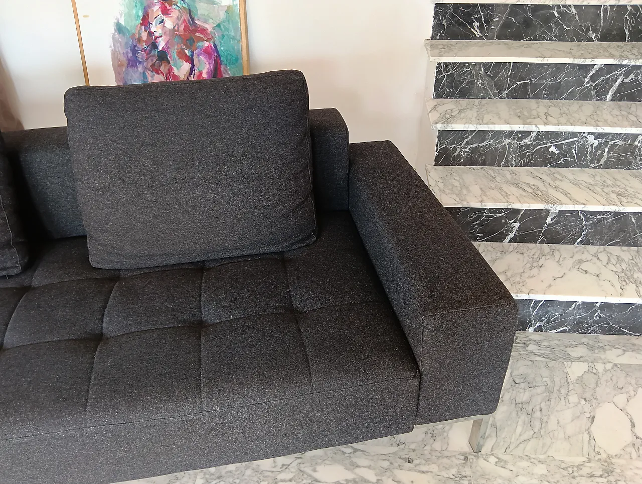 Alfa model corner sofa by Zanotta gray combed wool, 2000s 106