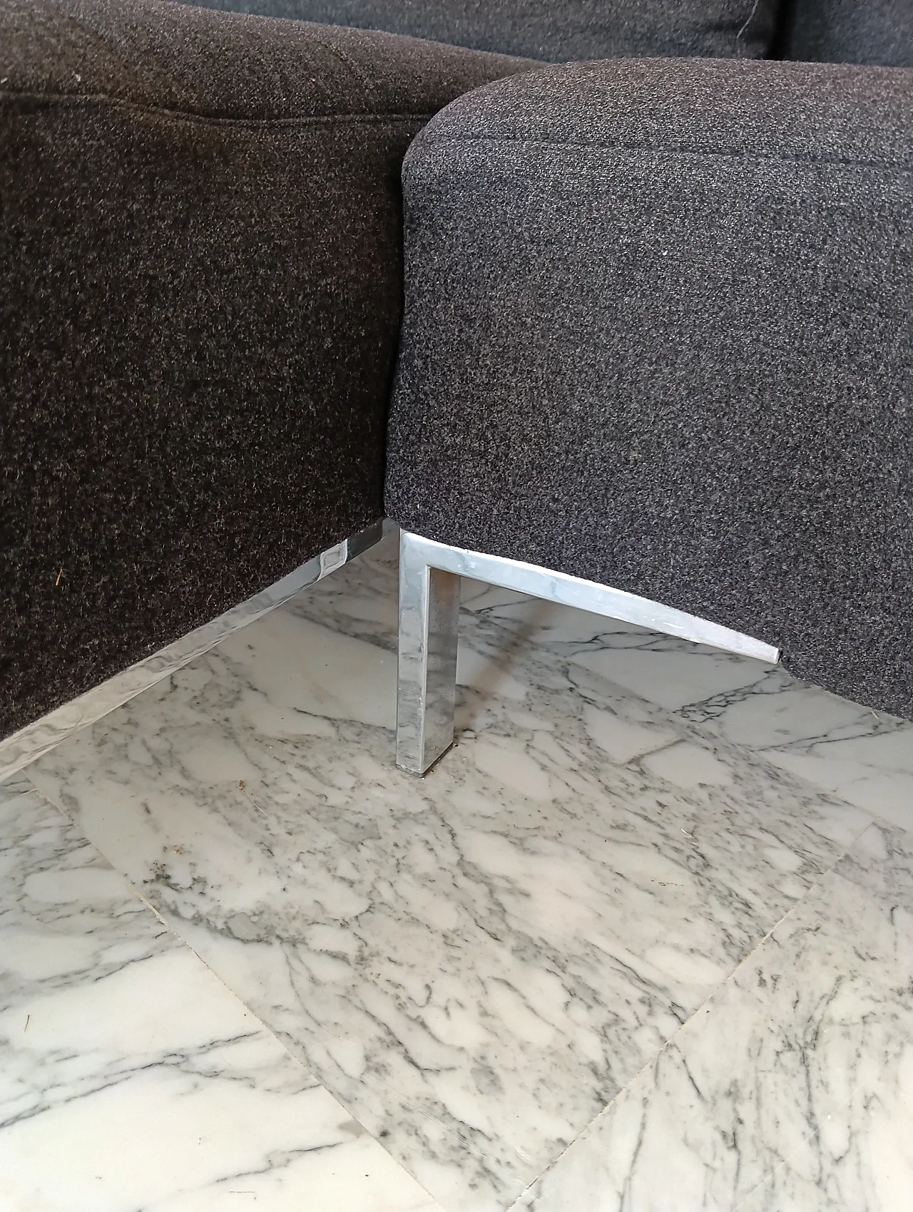 Alfa model corner sofa by Zanotta gray combed wool, 2000s 108