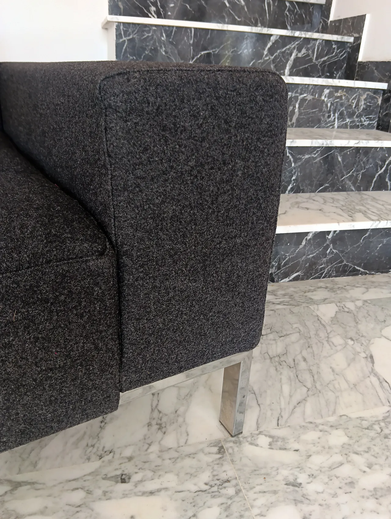 Alfa model corner sofa by Zanotta gray combed wool, 2000s 109