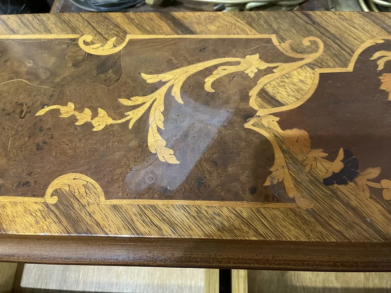 Italian inlaid bombe desk with flap front, 1950s 16