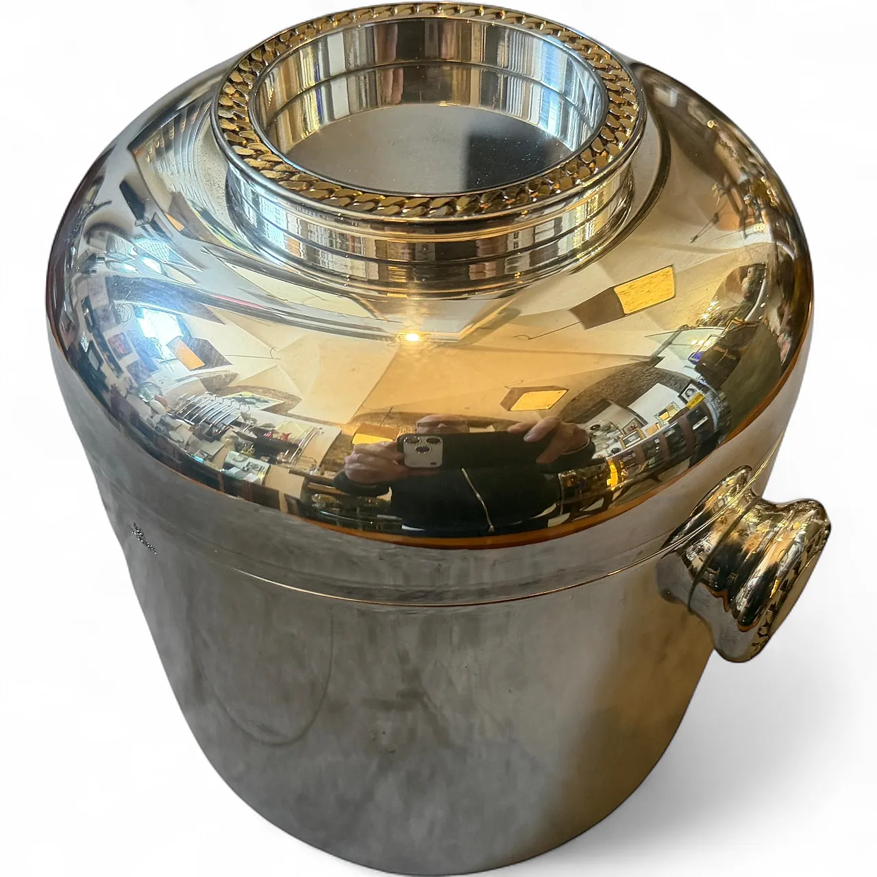 Silver plate and brass luxury wine cooler by Cesa, 1970s 15