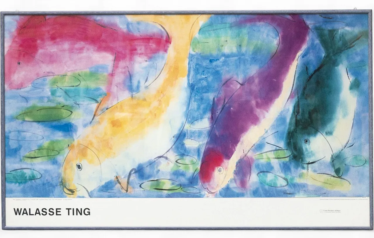 4 Poissons framed poster by Walasse Ting, 1980s 7