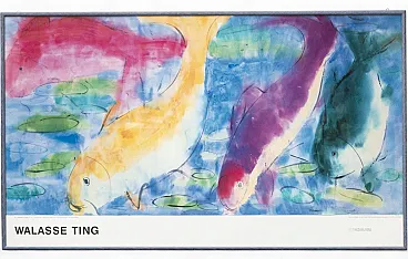 4 Poissons framed poster by Walasse Ting, 1980s