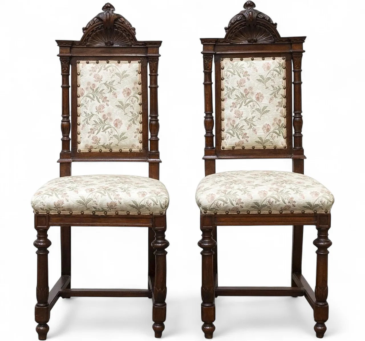 Pair of walnut chairs, late 19th century 15