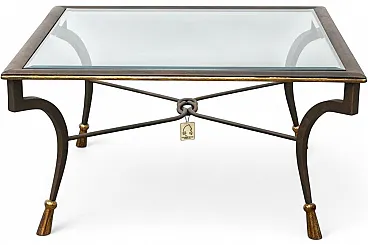 Coffee table in wrought iron and glass, 1980s