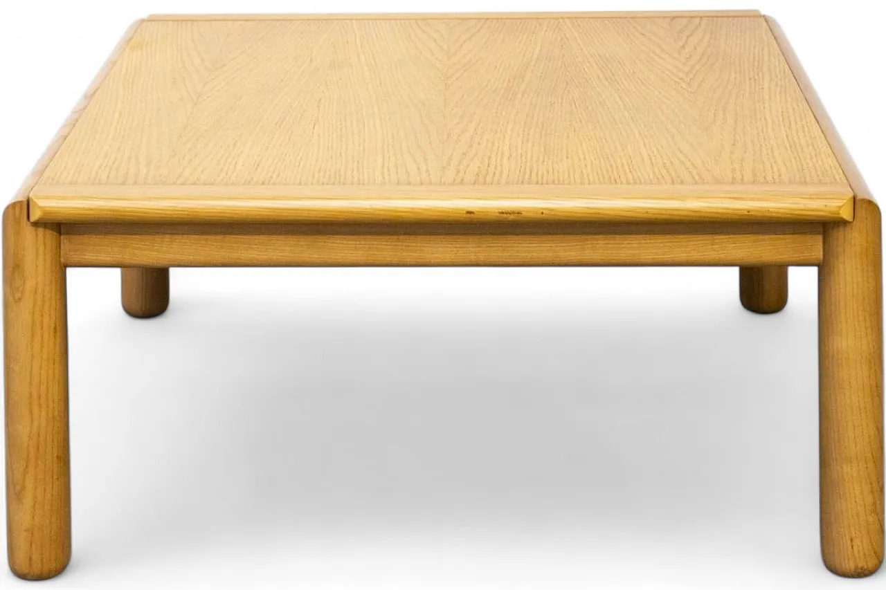 Square coffee table in ash, 1980s 8