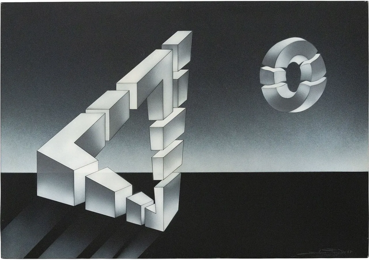 Fausto Salomoni, Forme Impossibili, Pittura su tavola, anni '80 8