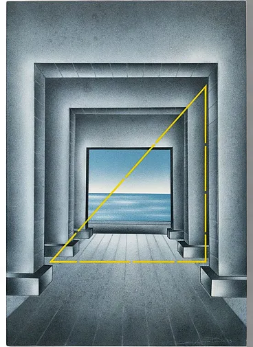Fausto Salomoni, Composition, painting on wood panel, 1980s