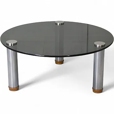 Table in smoked glass and steel by M.Zanuso for Zanotta Marcuso, 1970s
