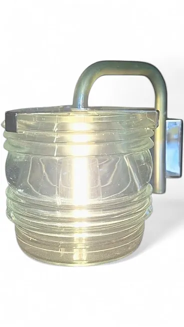 Fresnel metal and glass wall lamp by Tito Agnoli for Oluce, 1960s