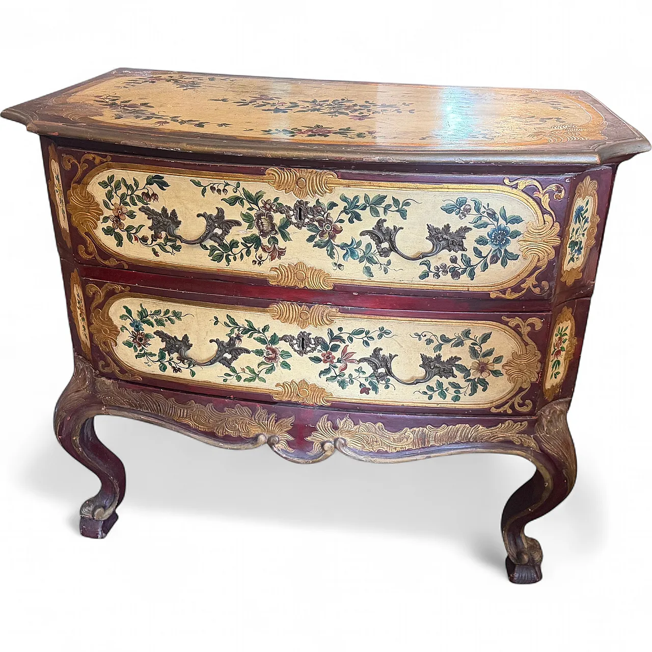 Comò veneziano Luigi XV in legno laccato, '700 13
