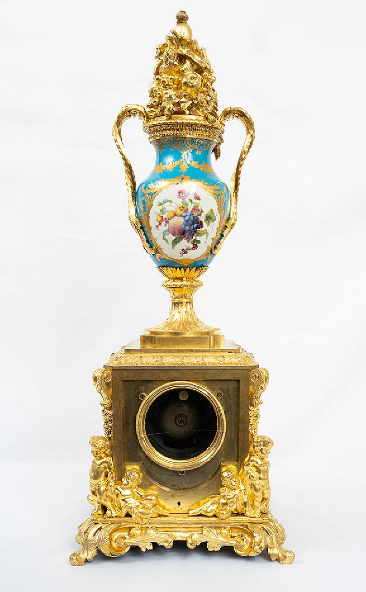 Antique Napoleon III clock in gilt bronze and Sevres porcelain. 10