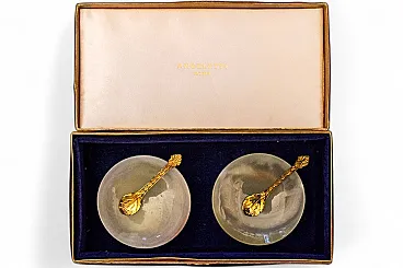 Pair of salt shakers with gold metal base by Angeletti Roma, 1950s