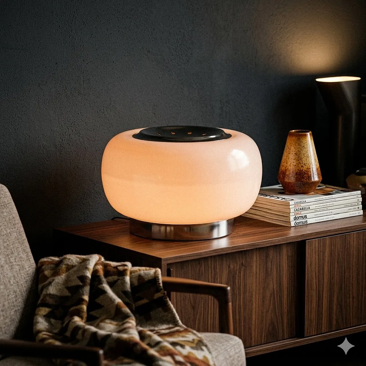 Table lamp in aluminium and glass, 1970s 2