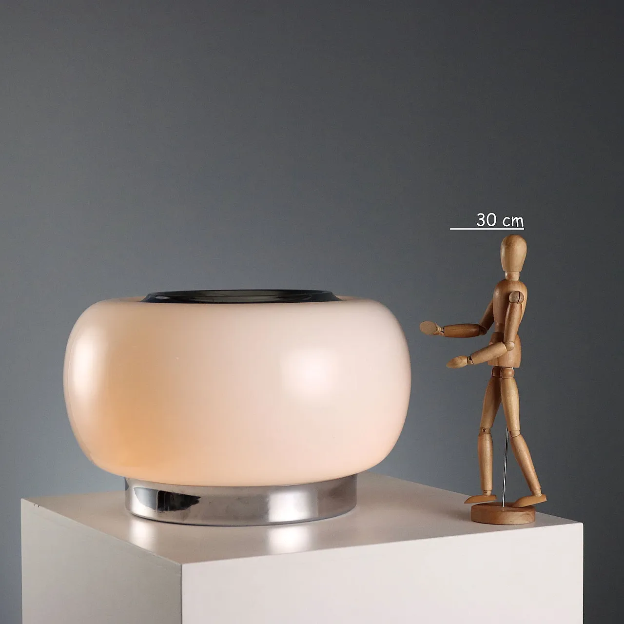 Table lamp in aluminium and glass, 1970s 3