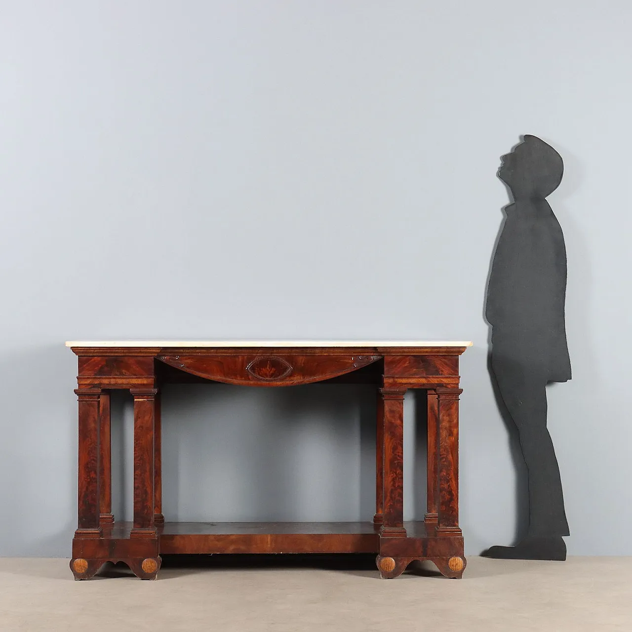 Empire console in mahogany and mahogany feather, 19th century 3