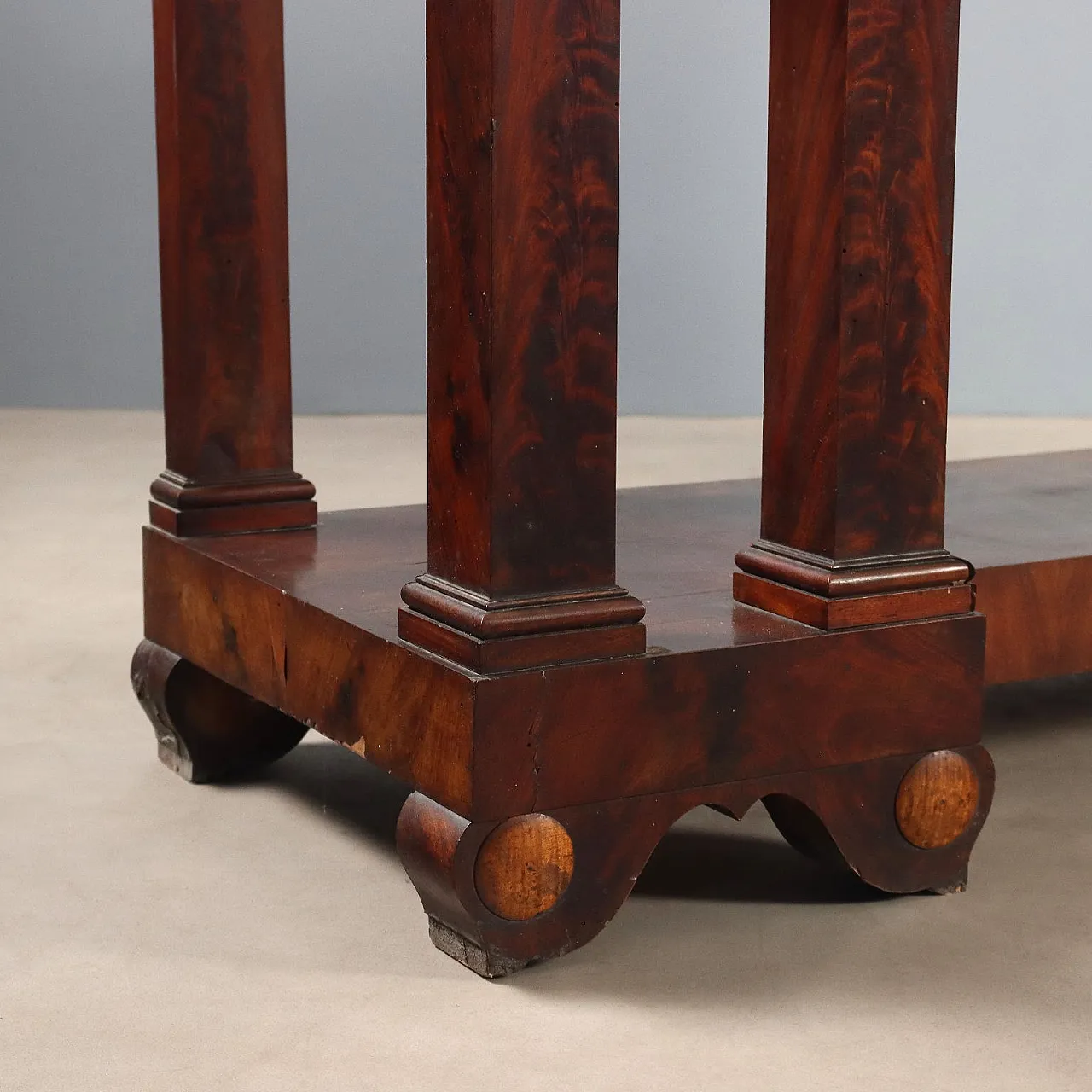Empire console in mahogany and mahogany feather, 19th century 8
